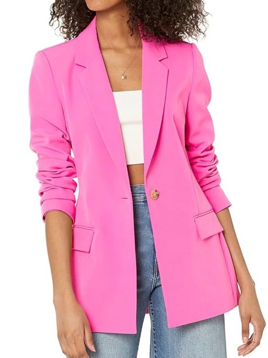 The Drop Jackets & Blazers - The Drop Blake Women's Rose Pink Single-Button Long Blazer Jacket size XXS